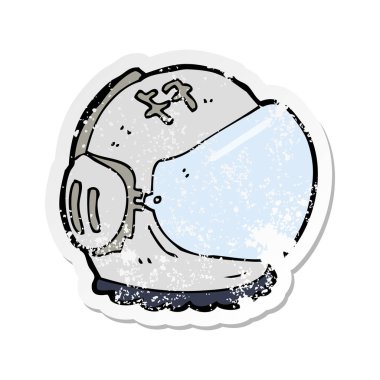 çizgi film astronot kask Retro sıkıntılı etiket