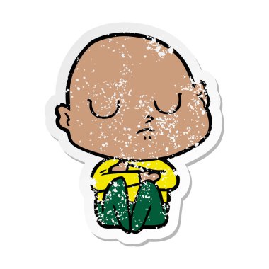 bir karikatür kel adamın sıkıntılı etiket