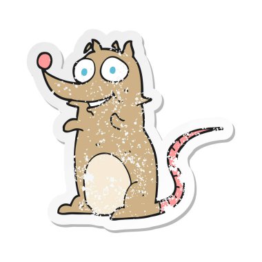 bir çizgi film fare Retro sıkıntılı etiket