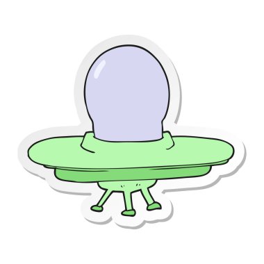 etiket bir karikatür uçan daire