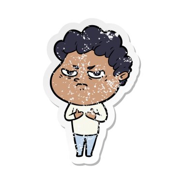 bir çizgi film kızgın adam sıkıntılı etiket