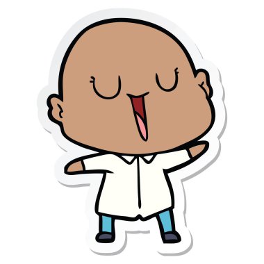 etiket bir mutlu karikatür kel adam