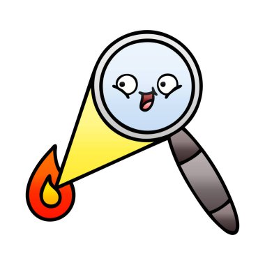 Degrade gölgeli karikatür bir büyüteç