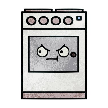 Retro grunge doku karikatür mutfak fırın