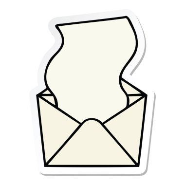 çizgi film mektup ve zarf etiket ilginç el çizilmiş