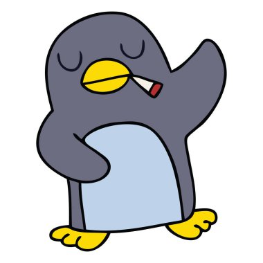 ilginç el çizilmiş karikatür penguen