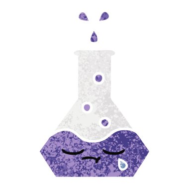 Retro illüstrasyon tarzı çizgi film bilim kabı