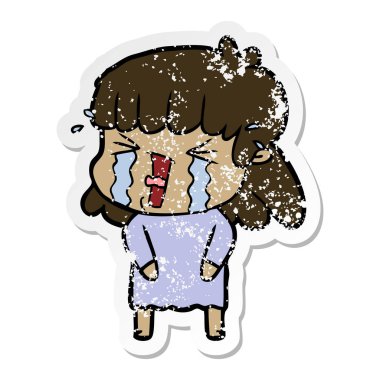 bir çizgi film kadının sıkıntılı etiket