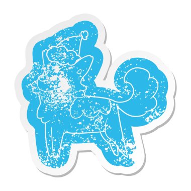 Noel Baba şapkası giyen bir mutlu köpek sıkıntılı Etiket cartoon