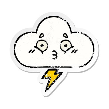 sevimli çizgi gök gürültüsü bulut sıkıntılı etiket