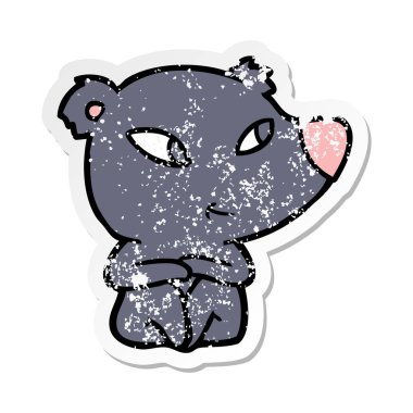 sevimli çizgi ayı sıkıntılı etiket