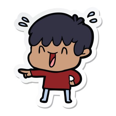 etiket bir karikatür gülen çocuk