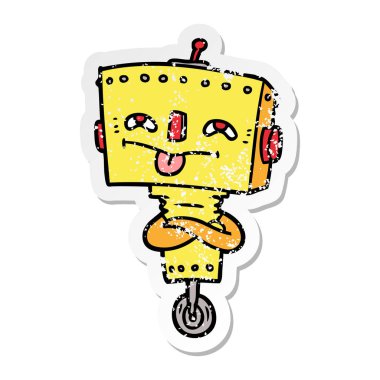 bir çizgi film robot sıkıntılı etiket