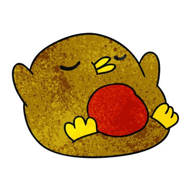 dokulu karikatür şirin kawaii kırmızı robin 