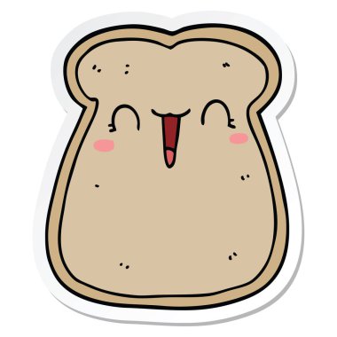 etiket bir sevimli çizgi dilim kızarmış ekmek