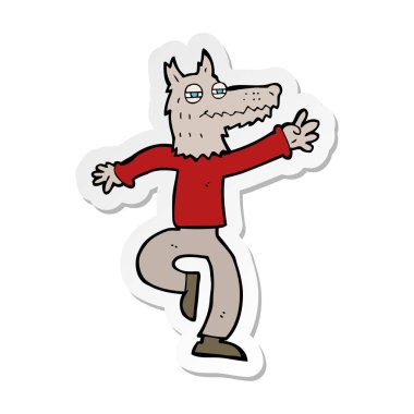 bir karikatür mutlu kurt adam etiketi