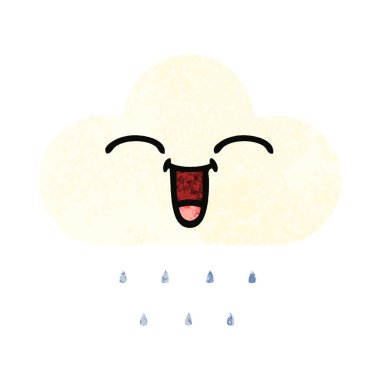 Retro illüstrasyon tarzı çizgi film yağmur bulutu