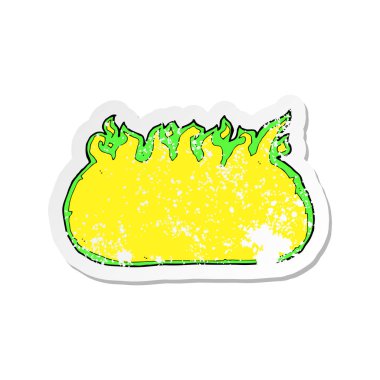 Retro sıkıntılı etiket bir karikatür yeşil ateş kenarlık