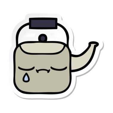 sevimli çizgi Kettle etiket