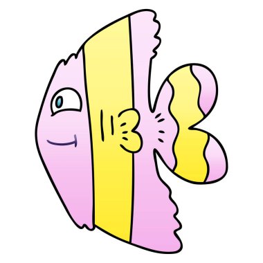 ilginç degrade gölgeli çizgi film balık 