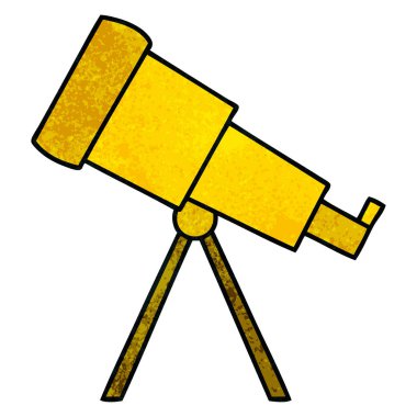 Retro grunge doku karikatür teleskop