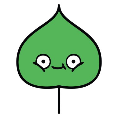 sevimli çizgi ekspresiyon yaprak