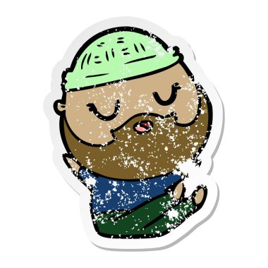 sakallı bir karikatür insanın sıkıntılı etiket