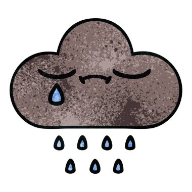 Retro grunge doku karikatür fırtına yağmur bulutu