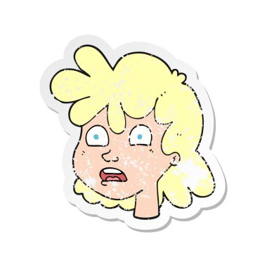 bir çizgi film kadın yüzü Retro sıkıntılı etiket