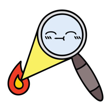 sevimli çizgi bir büyüteç