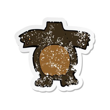 bir çizgi film siyah ayı vücudu Retro sıkıntılı etiket