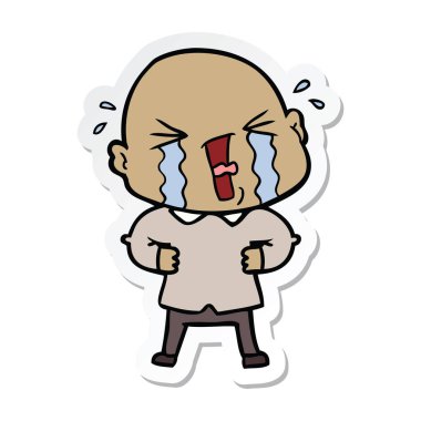 kel adam ağlıyor çizgi film etiketi