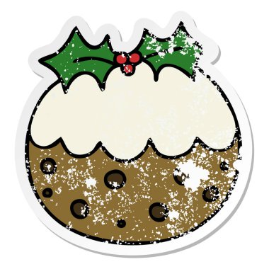 ilginç bir elle çizilmiş sıkıntılı etiket Noel yaptım çizgi film