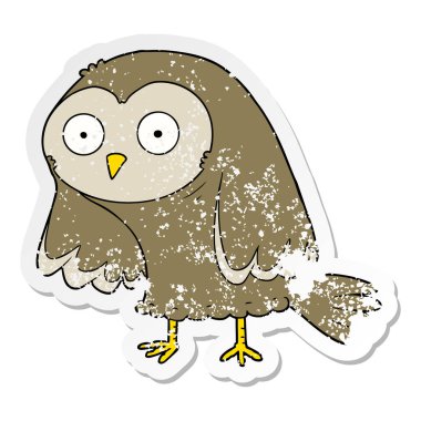 bir çizgi film baykuş sıkıntılı etiket