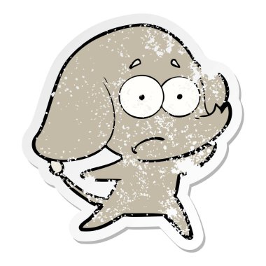 bir çizgi film emin filin sıkıntılı etiket