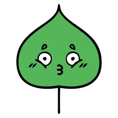 sevimli çizgi ekspresiyon yaprak