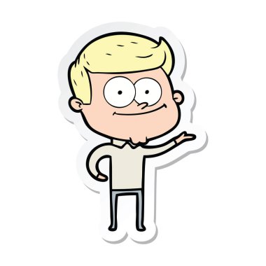 etiket karikatür mutlu bir adamın