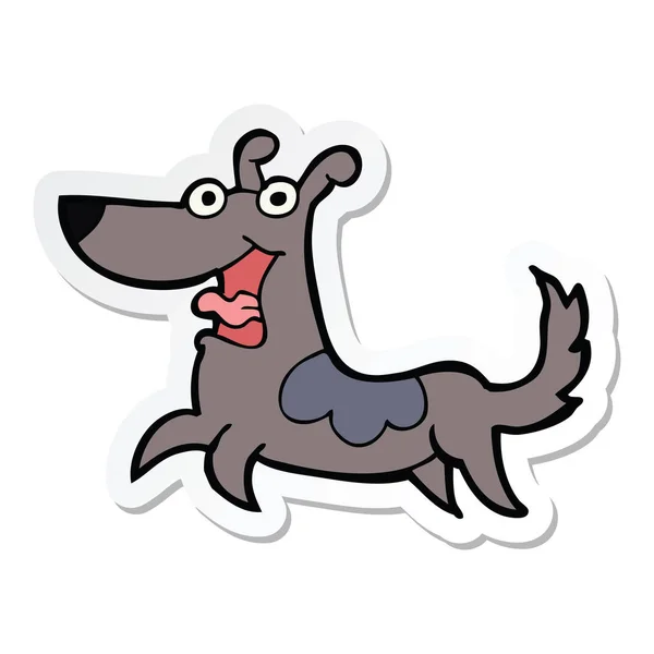 Αυτοκόλλητο από ένα ευτυχισμένο σκύλο κινουμένων σχεδίων — Διανυσματικό Αρχείο
