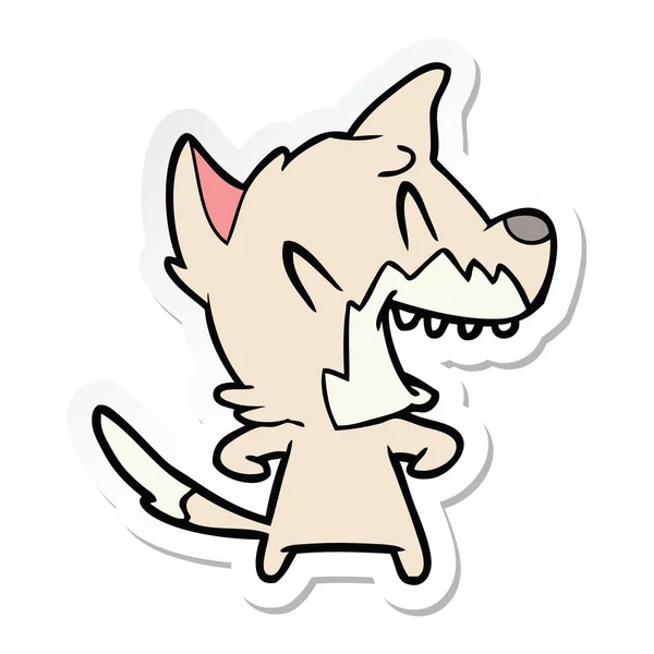 Sticker Laughing Fox Cartoon — Stock Vector