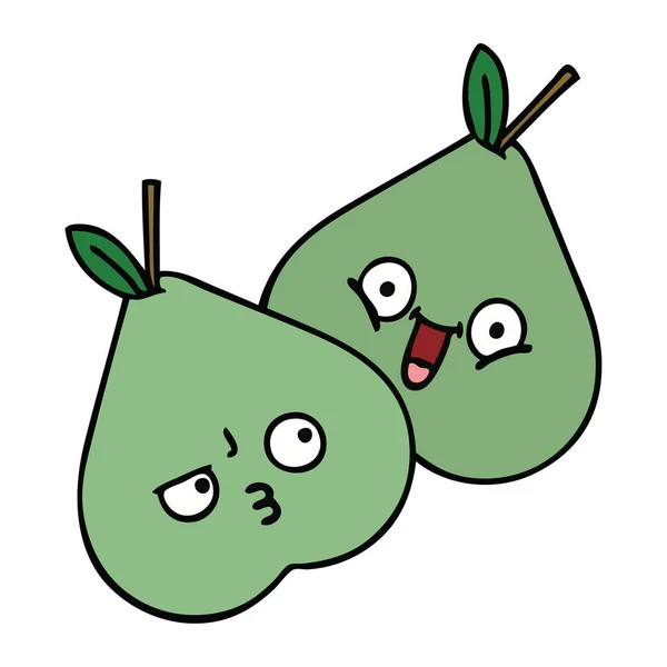 Cute cartoon green pears — Stock Vector