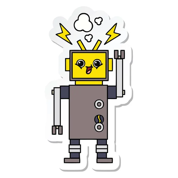 Klistermärke en gullig tecknad robot — Stock vektor