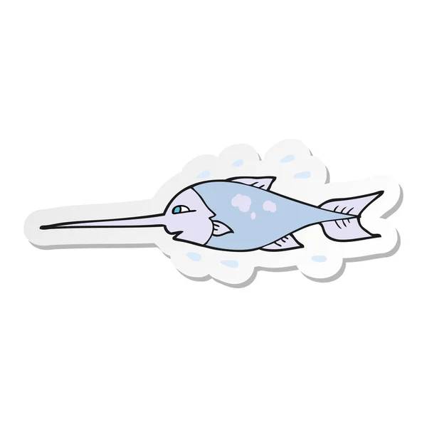 Adesivo di un pesce spada cartone animato — Vettoriale Stock