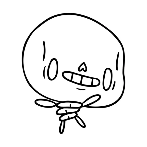Line drawing kawaii cute dead skeleton — Stock Vector