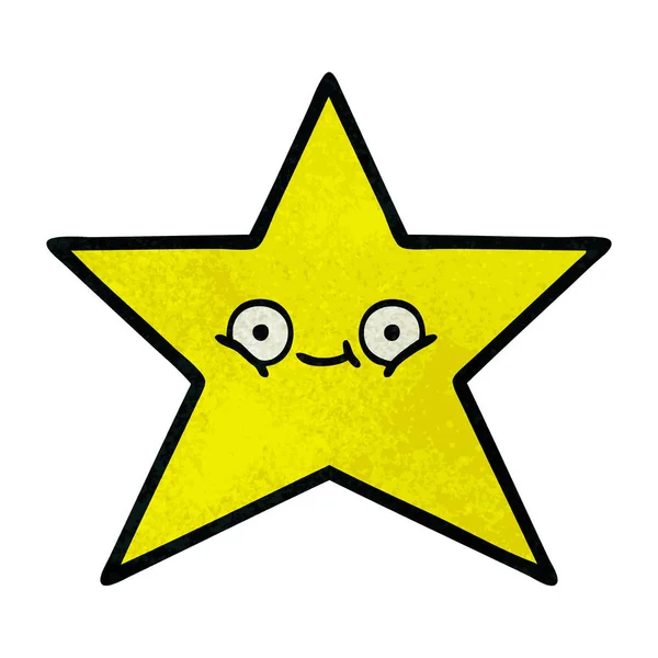 Rétro grunge texture dessin animé étoile d'or — Image vectorielle