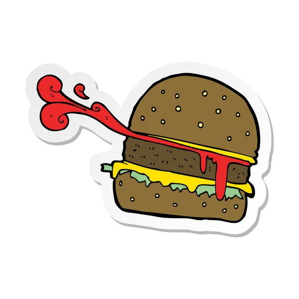 Aufkleber eines Cartoon-Burgers — Stockvektor