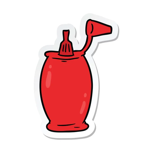 Sticker of a cartoon ketchup bottle — Stock Vector