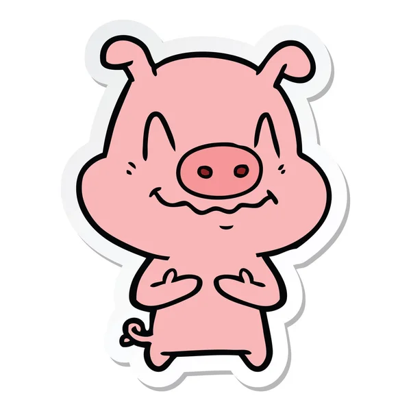 Autocollant Cochon Dessin Animé Nerveux — Image vectorielle