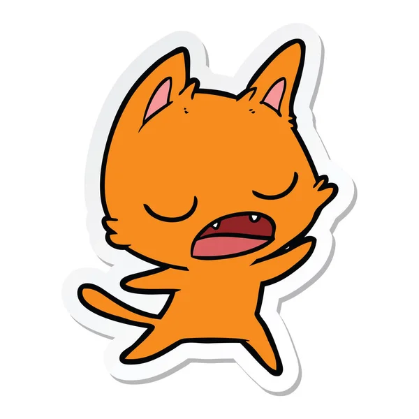 Sticker of a talking cat cartoon — Stock Vector