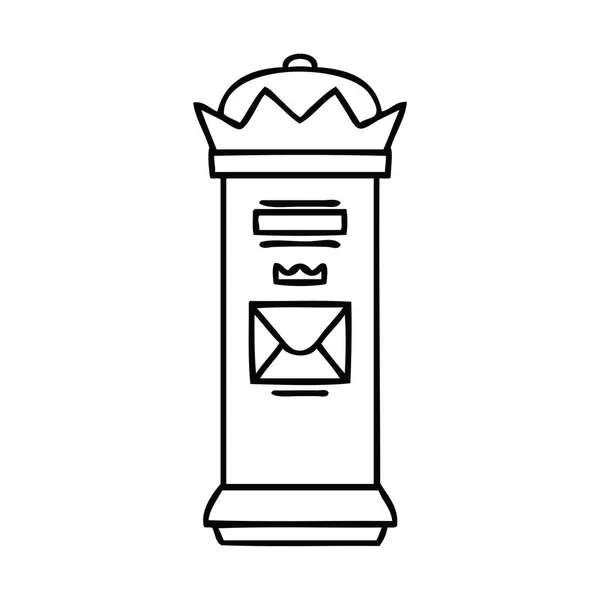 Linjeritning Karikatyr Postbox — Stock vektor