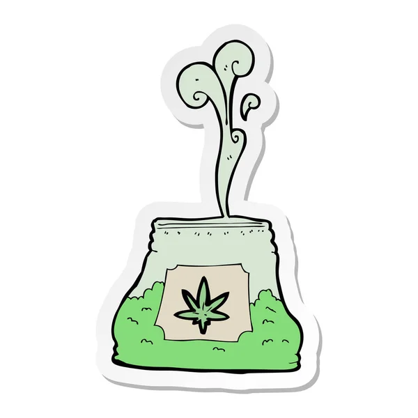Sticker Cartoon Bag Weed — Stock Vector